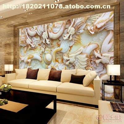【無縫墻布 墻紙 3D富貴吉祥沙發電視背景墻 大型壁畫個性定制廠家】 - 產品庫