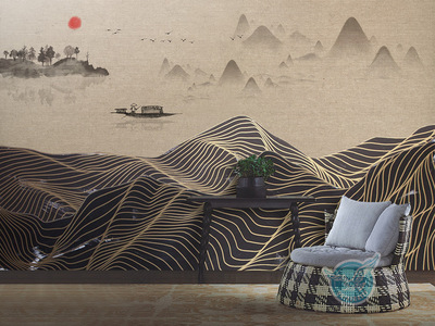 禪意入畫，山水在心 新中式抽象線條背景墻的意境營造