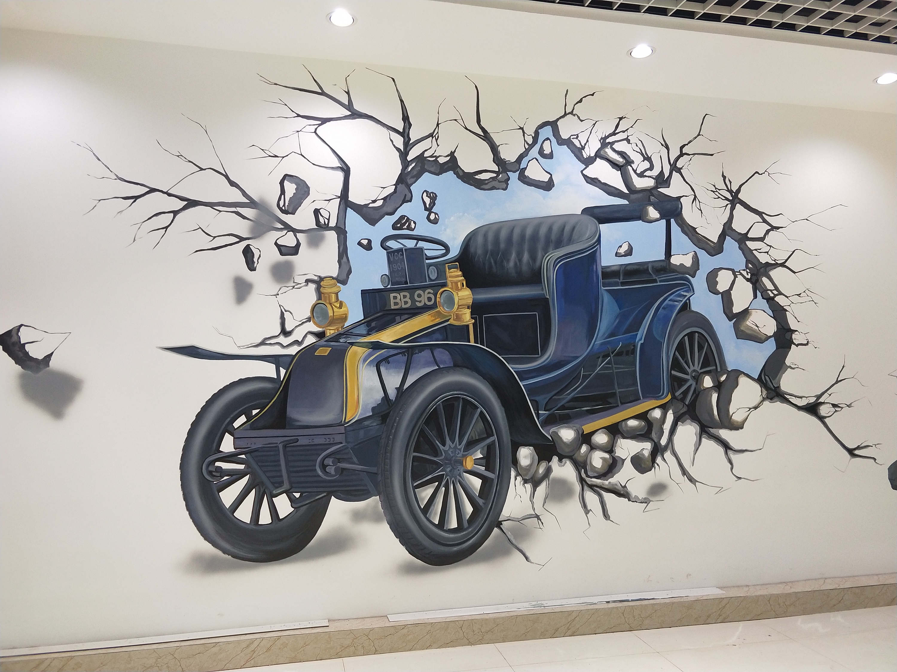 手繪3D壁畫(huà) 當(dāng)汽車(chē)藝術(shù)駛?cè)胍曈X(jué)奇境